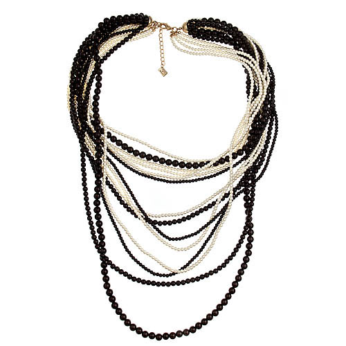 Graduated Black And White Pearl Necklace