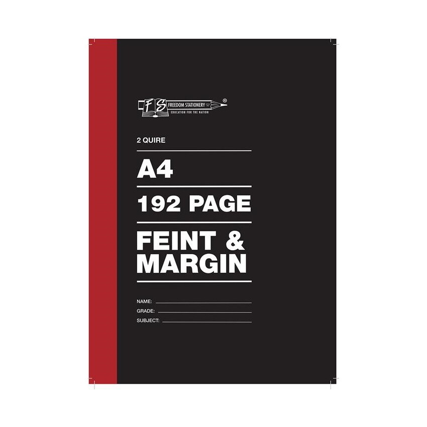 FREEDOM A4 2 QUIRE FEINT & MARGIN COUNTER BOOK 192 PAGE
