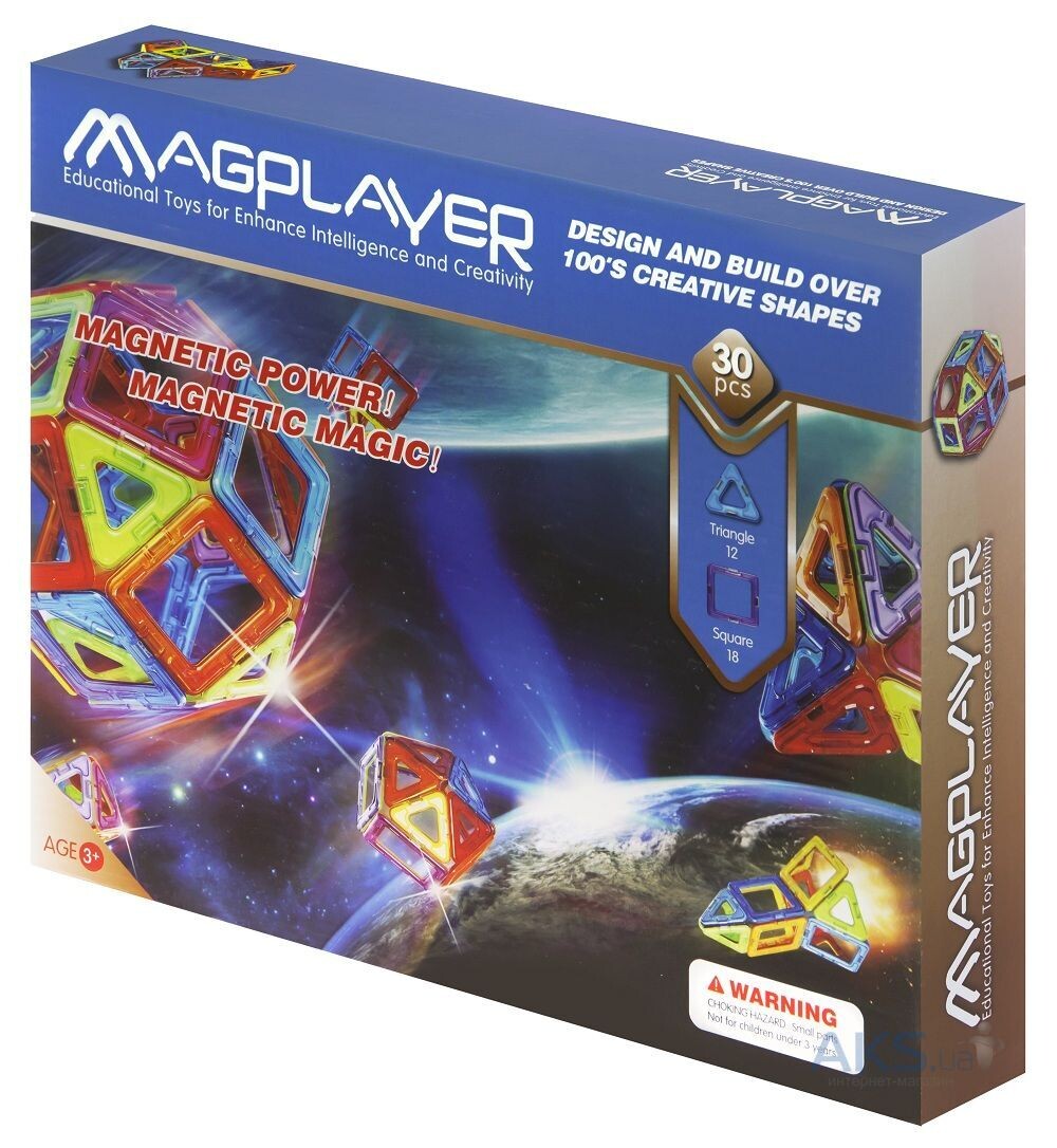 Magplayer Magnetic Shapes 45 Piece Starter Box Set