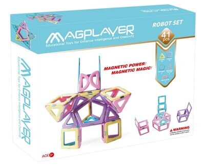 Magplayer Magnetic Shapes Pastel Robot 41 piece Set