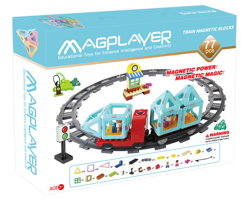 Magplayer Magnetic Shapes Pastel Train 77 piece set