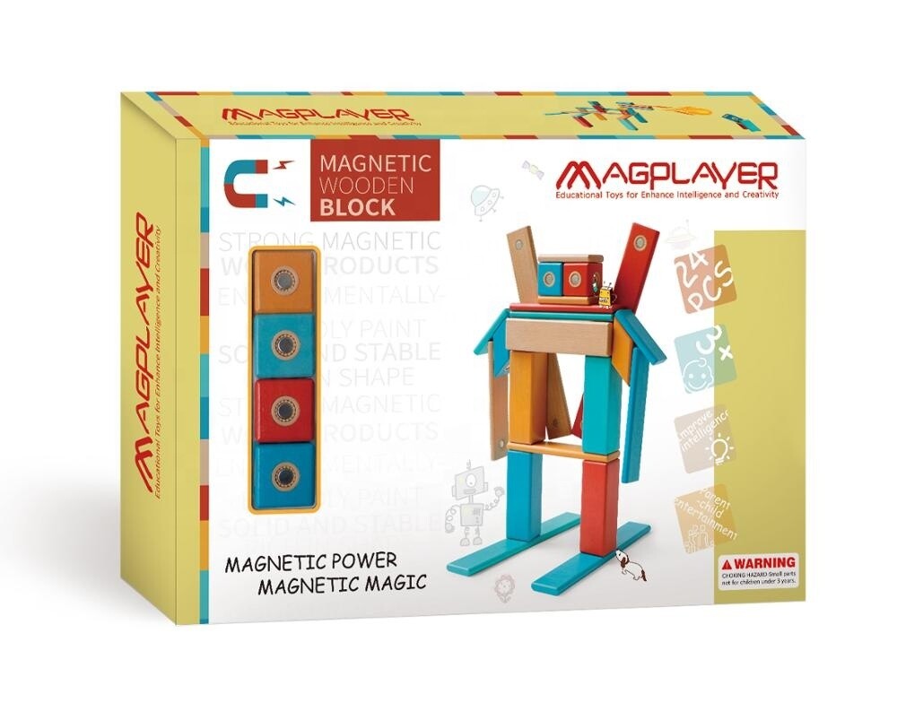 Magplayer Magnetic Wooden Blocks 24 piece set