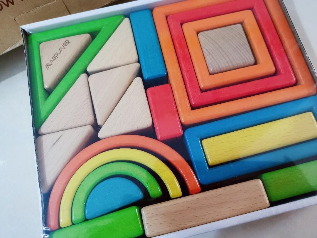 Magplayer Wooden Rainbow Block Set