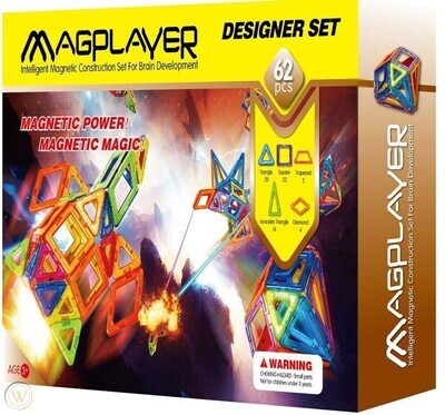 Magplayer Designer 62 Piece Magnetic Shapes Set
