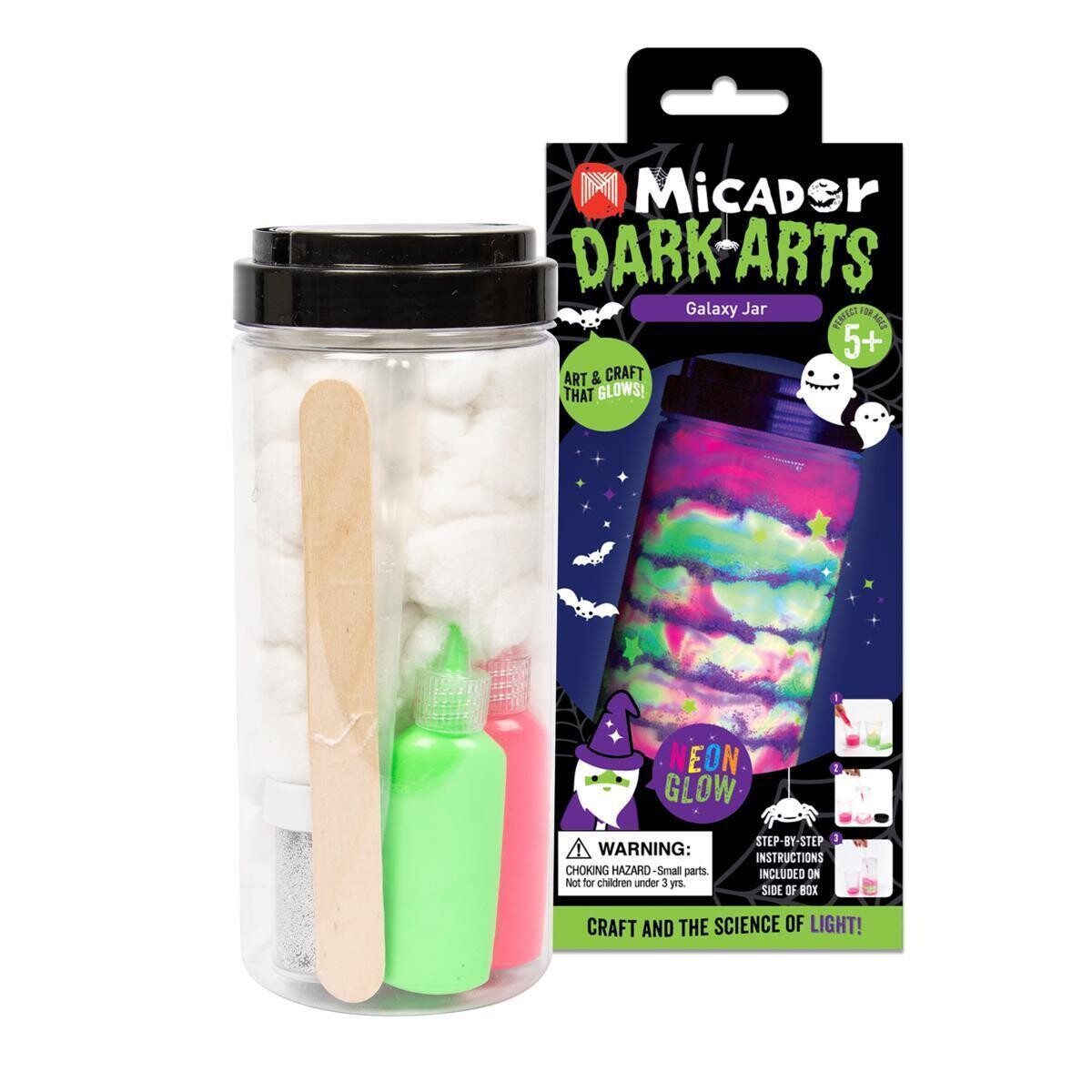 Micador Dark Arts Neon Glow Galaxy Jar Craft Set for ages 5+
