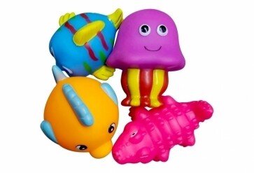 Rubber Bath Toy Animals (set of 4) Squeaky Sea Creatures