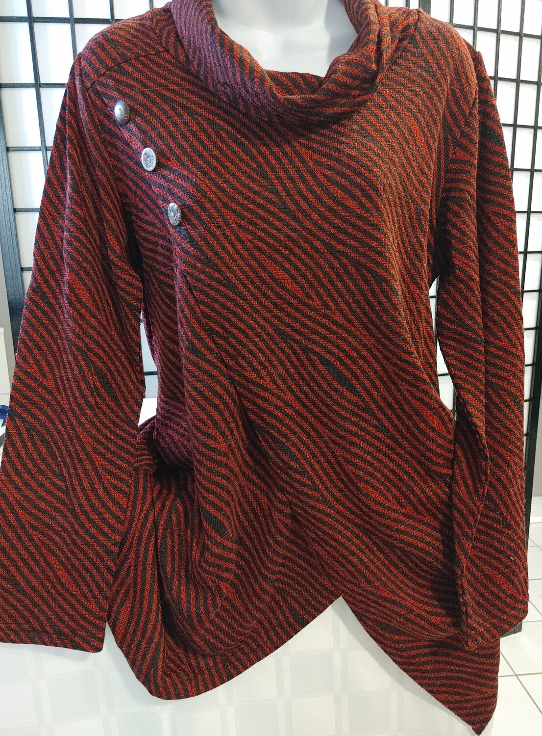 Red/Black Zebra Stripe Long Sleeve Top