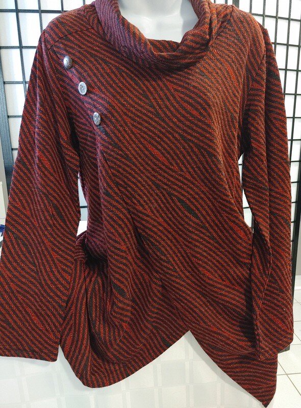 Red/Black Zebra Stripe Long Sleeve Top
