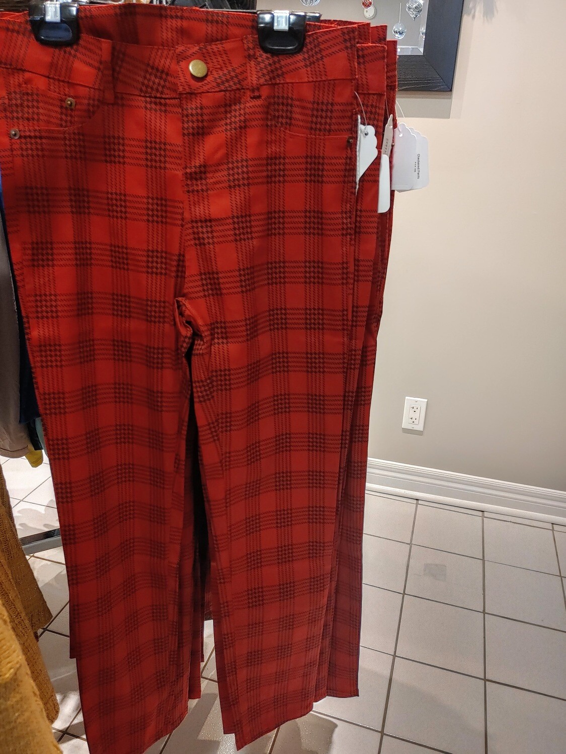Black/Red Checkered Pants - Junior