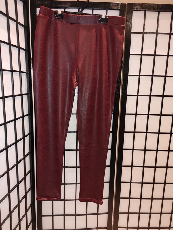 Maroon Leather Legging