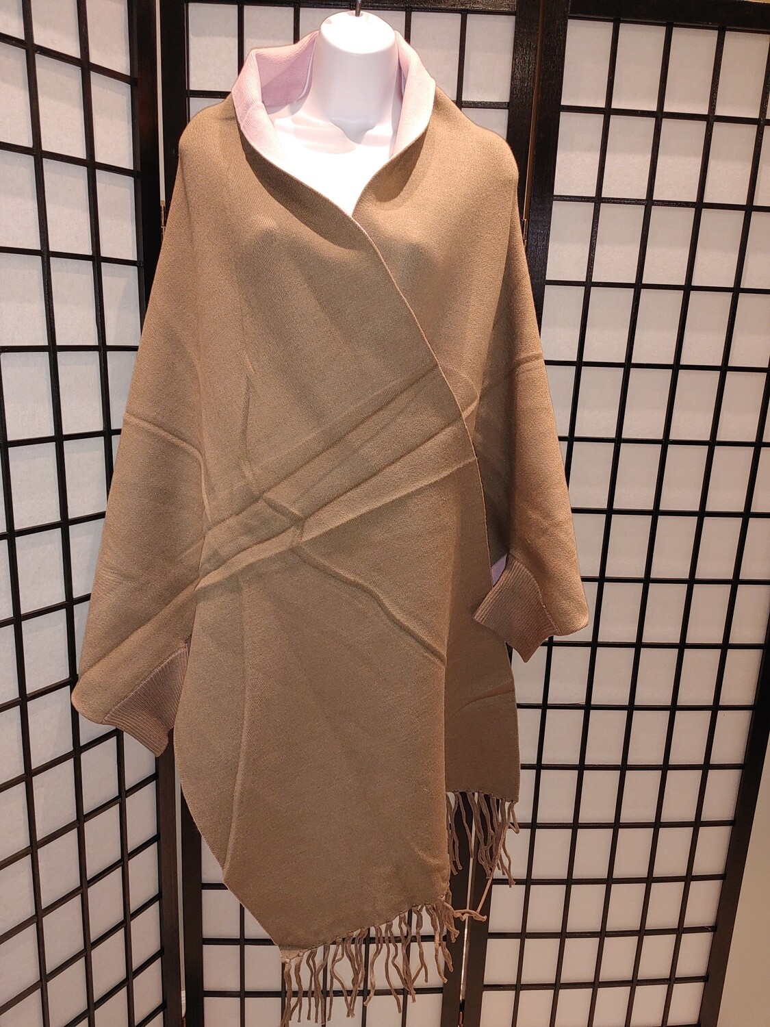 Taupe/Pink Poncho