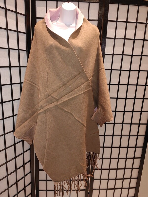 Taupe/Pink Poncho