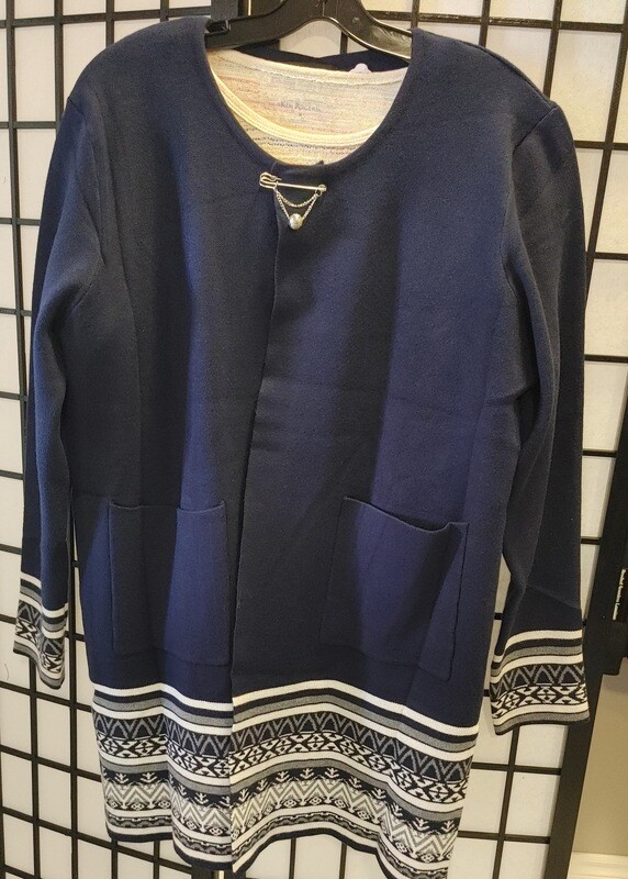 Navy/Black Cardigan Pin Closure