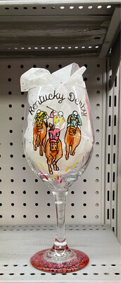 Ky Derby 3 Horse - Wine glass
