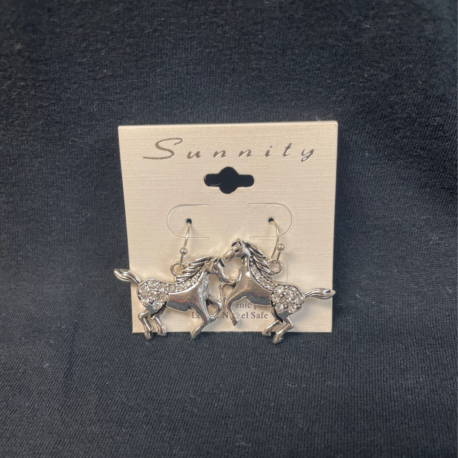 Rhinestone Horse Earrings