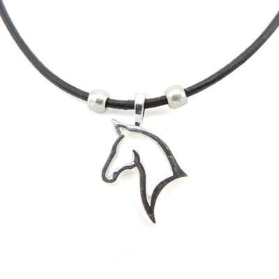 Lilo Indy Horse profile Skinny Leather Necklace