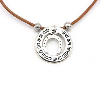 Lilo She Believed She Could-Horseshoe Leather Necklace