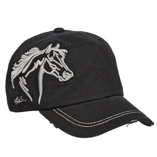 Distressed Horse Cap Black