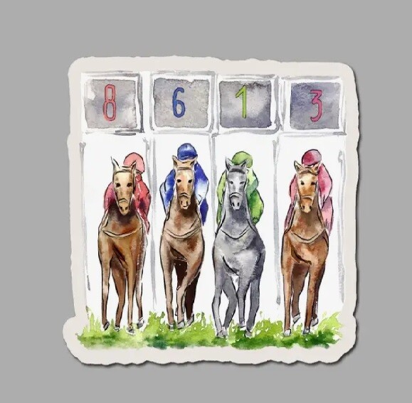 Race Horses Starting Gate Sticker
