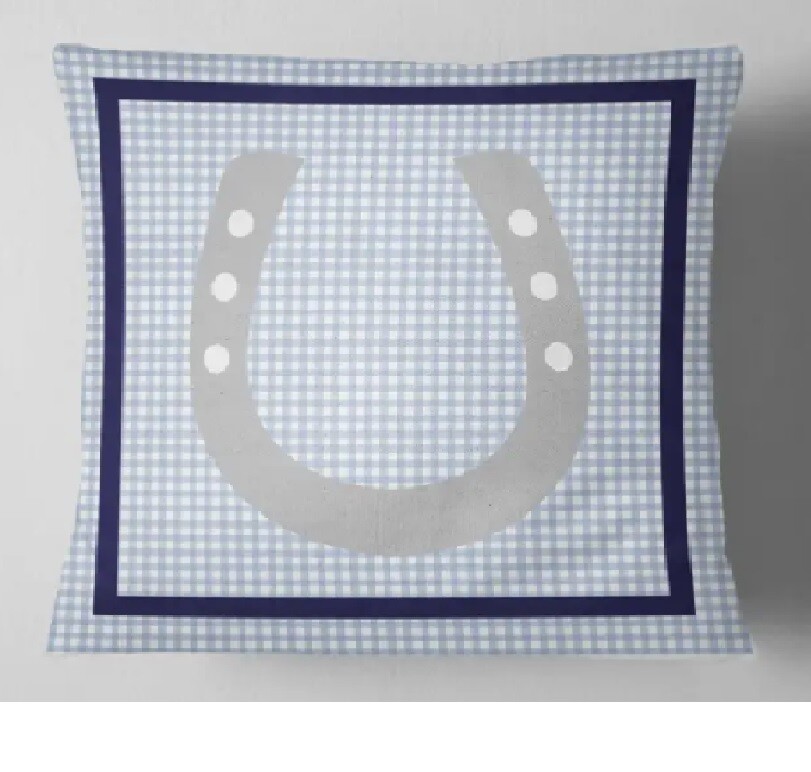 Blue Horseshoe Pillow