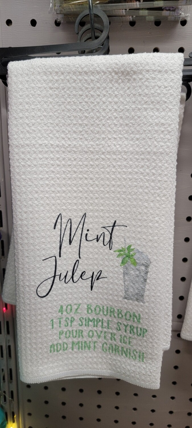 Mint Julep Recipe Tea Towel Sublimated