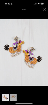 H & J Beaded Earrings Purple