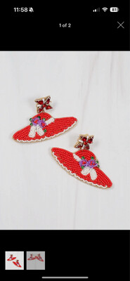 Ky Beaded Hat Earring Red