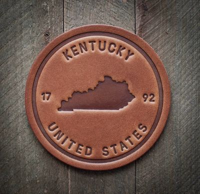 Ky State Silhouette Leather Coaster