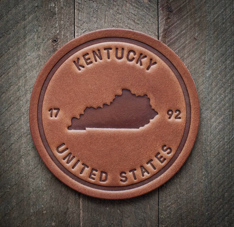 Ky State Silhouette Leather Coaster