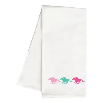 3 Horse embroidered Tea towel