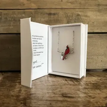 Cardinal With Hearts Necklace