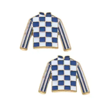 Enml Stud Earrings Blue&amp;White Silks