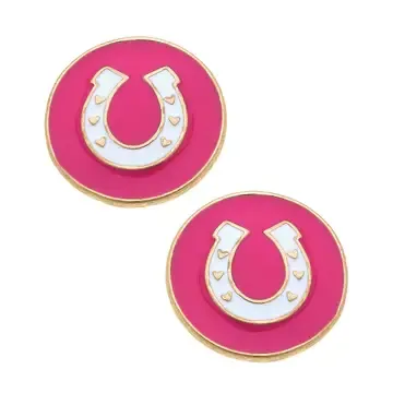 HS Enml Stud Earrings Fuchsia