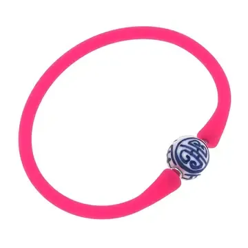 Bali BL/WT Bead Bracelet Neon Pink