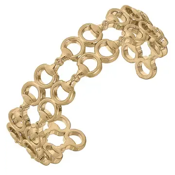 Horsebit Worn Gold Cuff