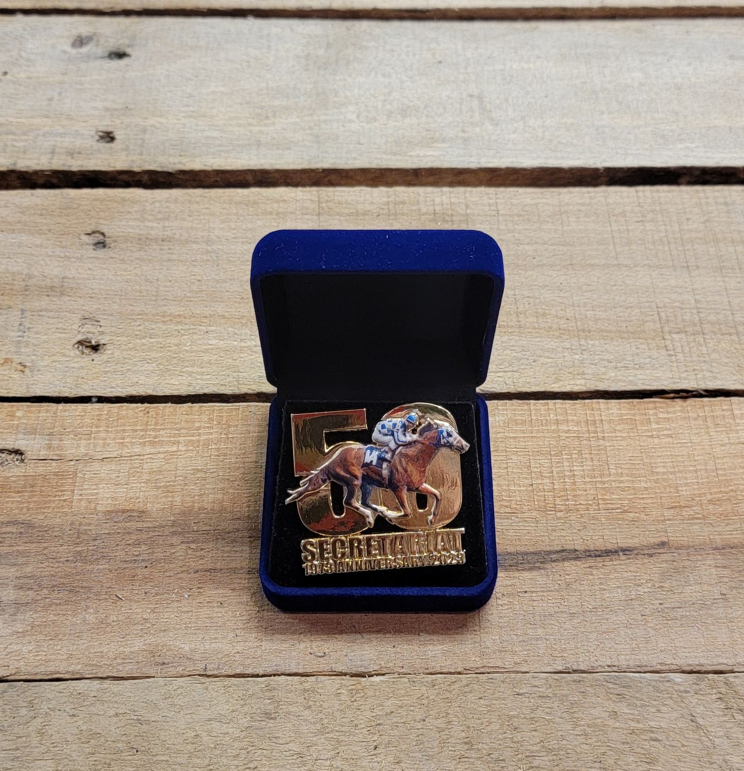 Secretariat 50 Anniv Badge