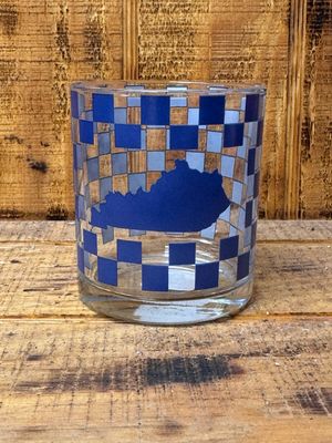 Blue Checker Borad Ky Rocks Glass