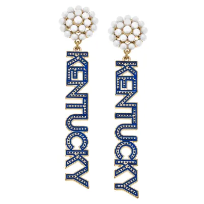 Ky Wildcats Pearl Cluster Dangle Earrings