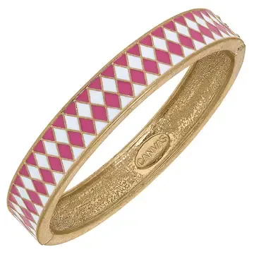 Enml Hinge Bangle Pink&amp;White