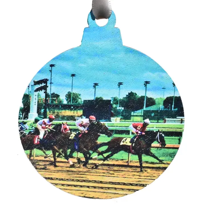 Derby Race horses Blue Ornament