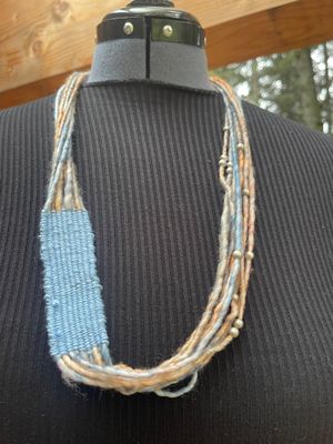 Woven Yarn Necklace with Beads
