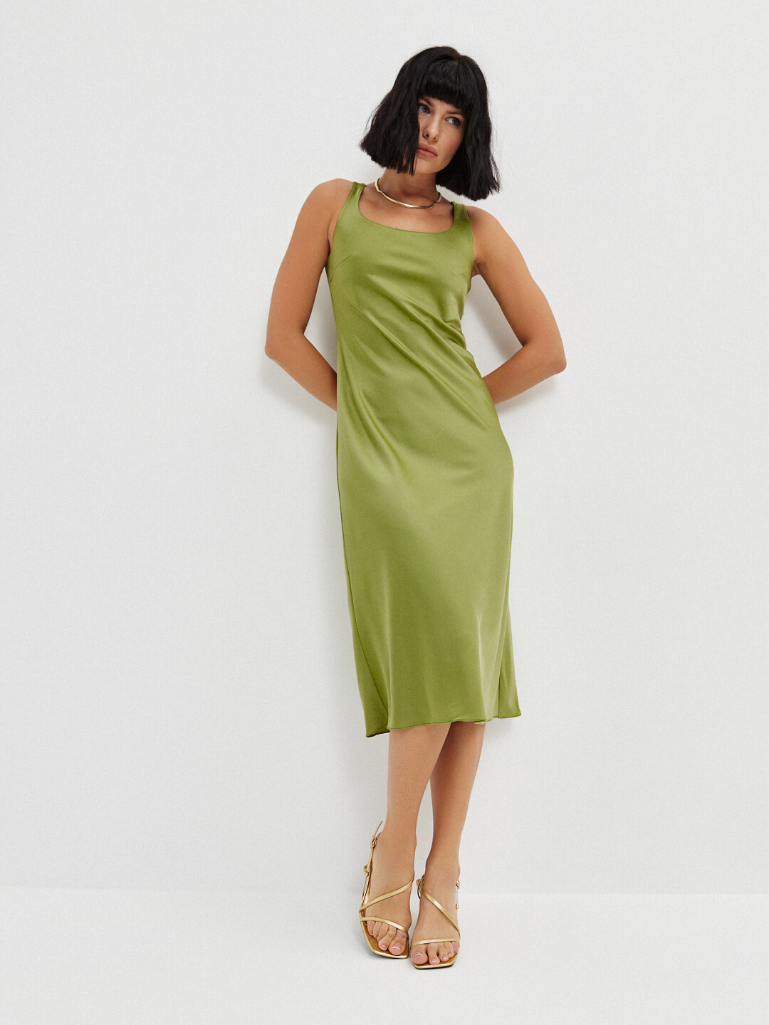 Платье комбинация зеленое