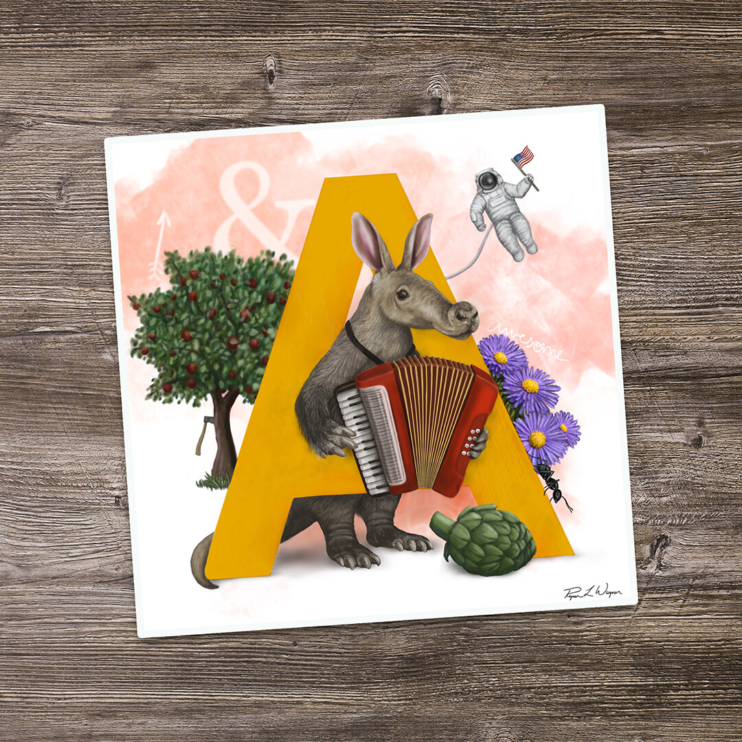 &quot;Aliucious the Aardvark&quot; Animal Alphabet Print