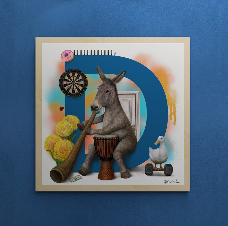 "Donovan the Donkey" Animal Alphabet Print "Donovan the Donkey" Animal Alphabet Print