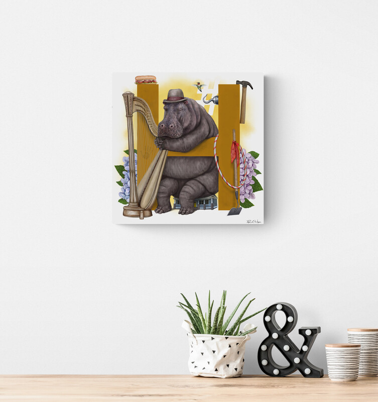 &quot;Humphrey the Hippo&quot; Animal Alphabet Print