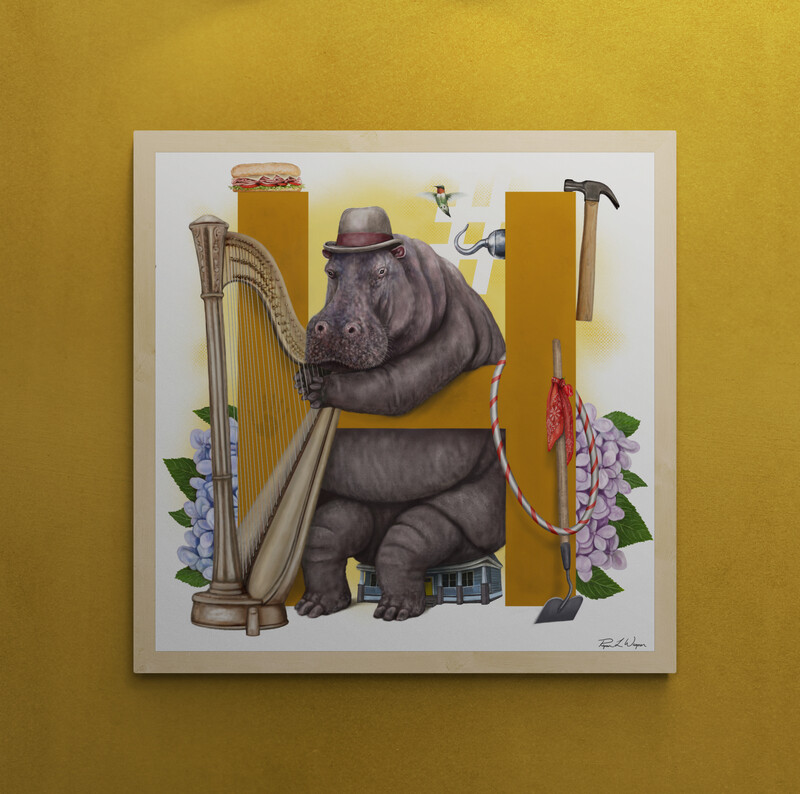 "Humphrey the Hippo" Animal Alphabet Print "Humphrey the Hippo" Animal Alphabet Print