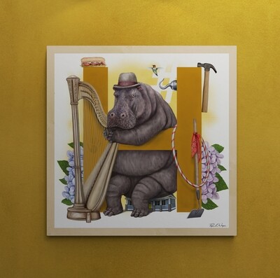 &quot;Humphrey the Hippo&quot; Animal Alphabet Print