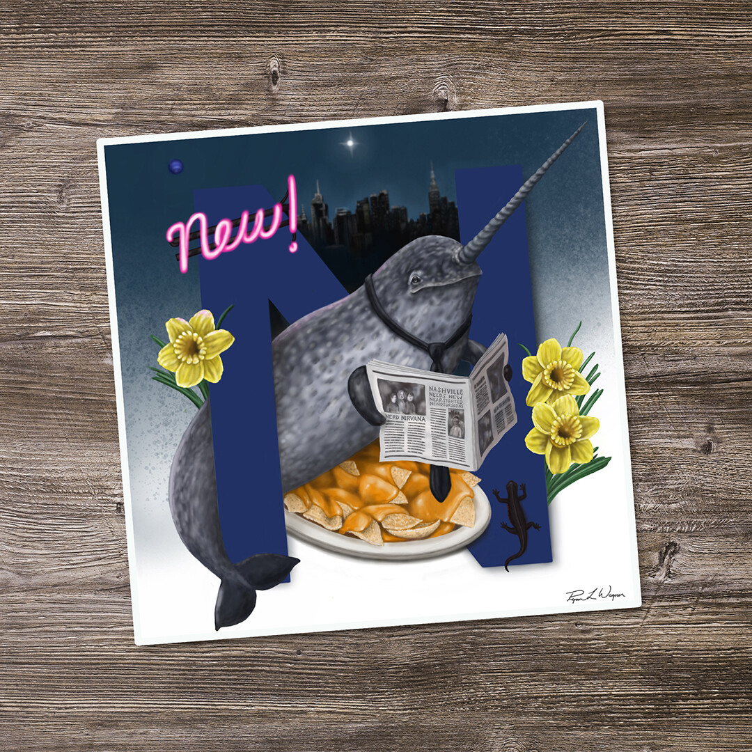 &quot;Ned the Narwhal&quot; Animal Alphabet Print