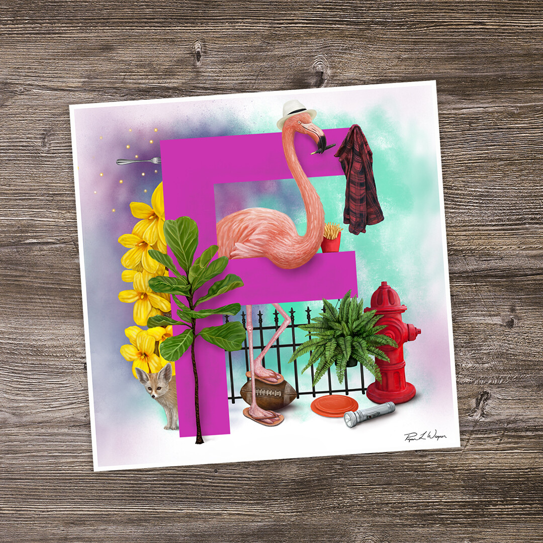 &quot;Fran the Flamingo&quot; Animal Alphabet Print