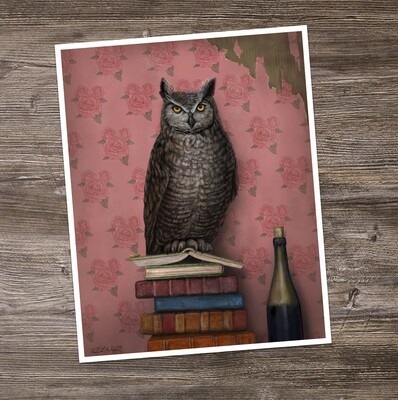 "Book Owl | Night Worm"  Print